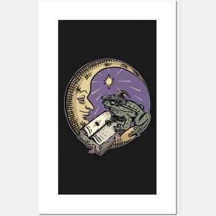 Frog Witch, Book and Moon Dark Academia Halloween Posters and Art